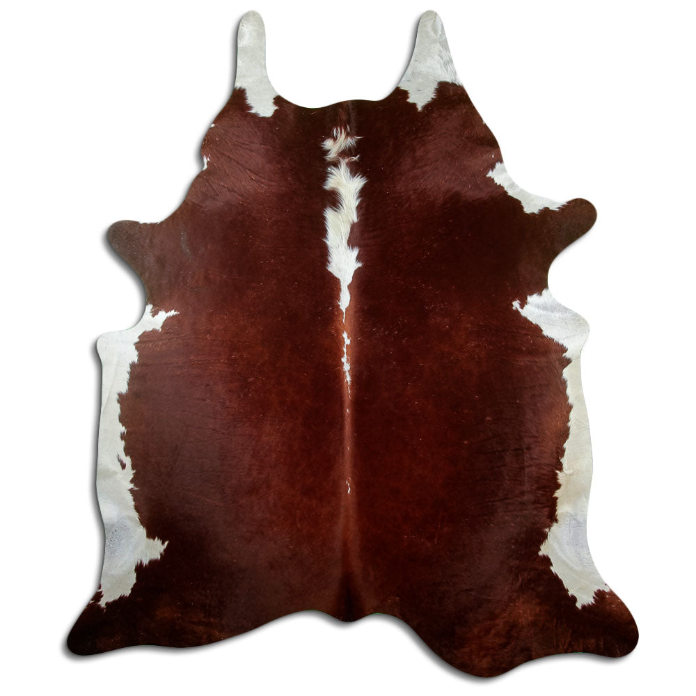 Brown and white cowhide rug XXL