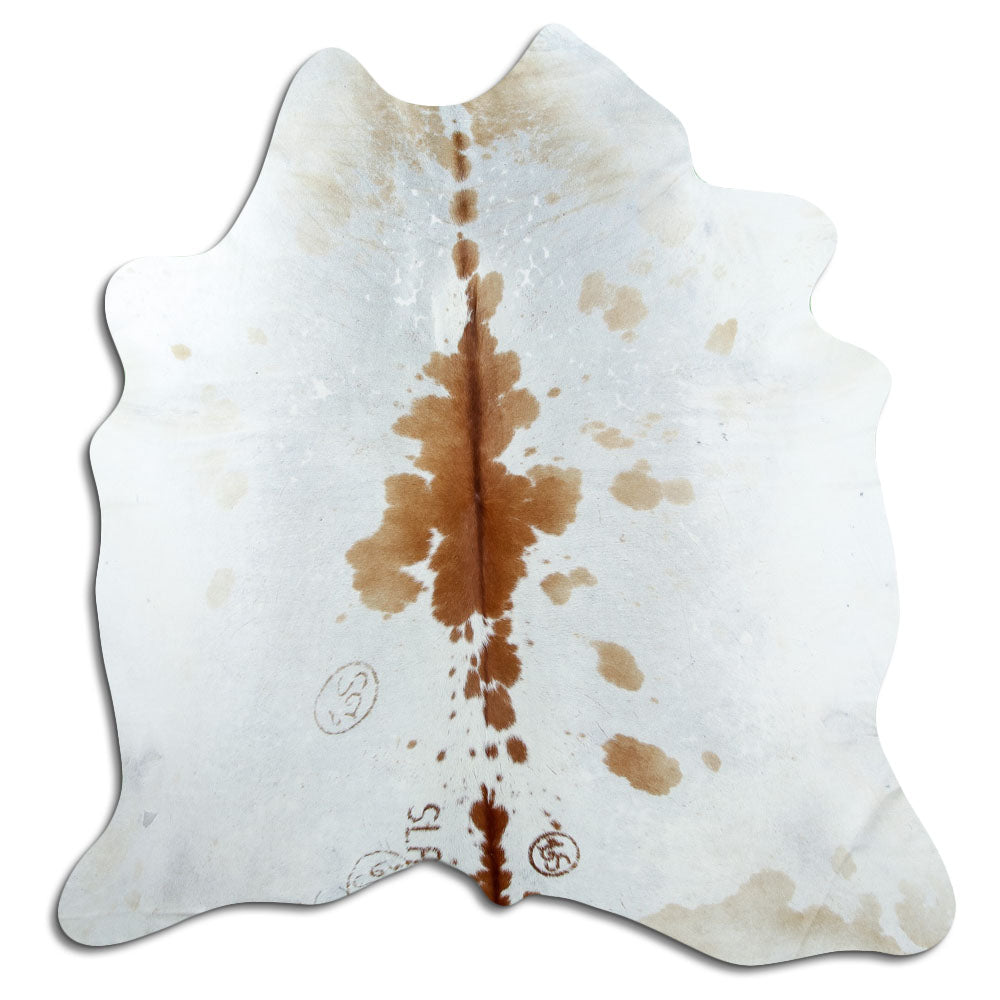 Brown and white cowhide rug L