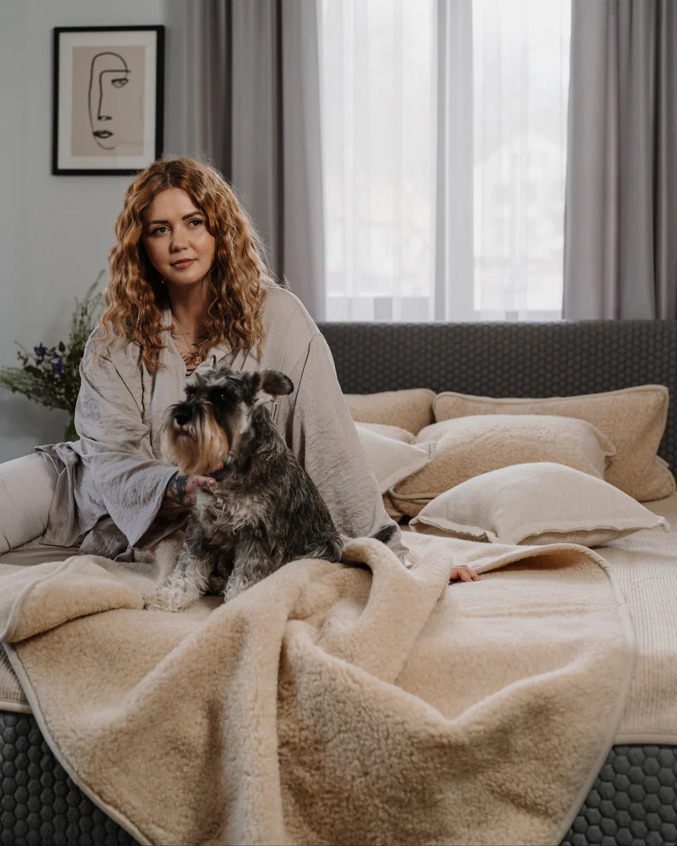 Merino wool blanket "Almond" | single layer